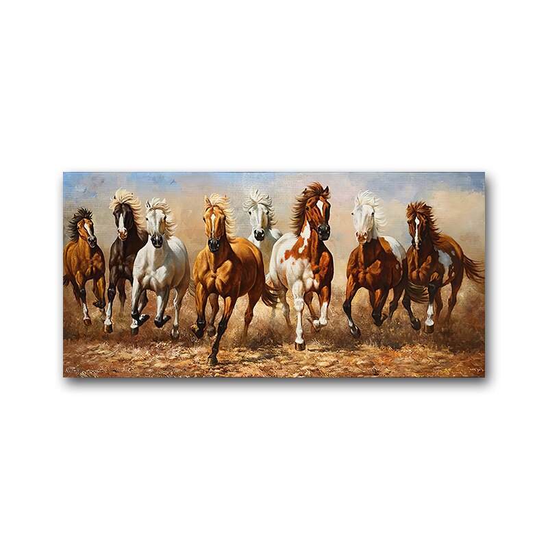 Modern Canvas Painting Seven White Horses Posters Print Wall Art ...