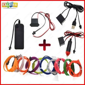 Car Automobile Flexible Neon Led EL Wire Light Ciggerete Plug Tape Cable Strip LED Flex Sewing Edge Car Styling Tube 12V Rope