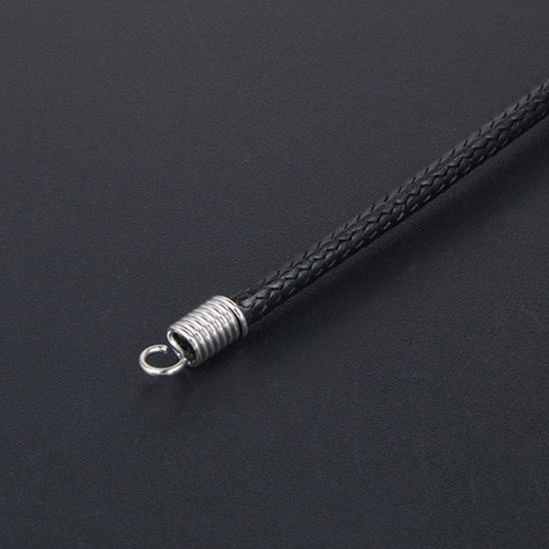 Black Leather Chain Necklace for Women Men Handmade Braid Rope Long ...