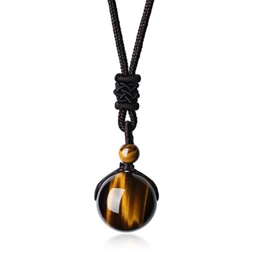 Nature Tiger Eye Stone Pendants & Necklaces for Women High Quality Natural Beads Weave Necklaces Men Fashion Rope Chain Jewelry