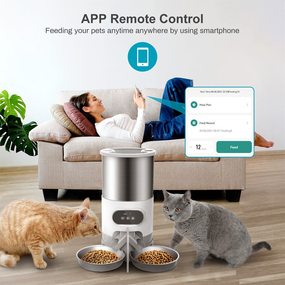 4.5L WIFI Automatic Pet Feeder Smart Cat and Dog Food Dispenser Feeding Pet Timer Stainless Steel Bowl Dry Food Automatic Feeder 4.5L WIFI Automatic Pet Feeder Smart Cat and Dog Food Dispenser Feeding Pet Timer Stainless Steel Bowl Dry Food Automatic Feeder