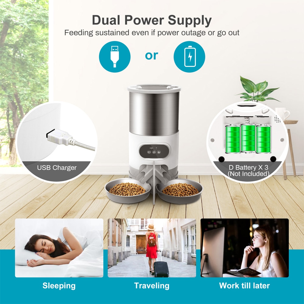 4.5L WIFI Automatic Pet Feeder Smart Cat and Dog Food Dispenser Feeding Pet Timer Stainless Steel Bowl Dry Food Automatic Feeder 4.5L WIFI Automatic Pet Feeder Smart Cat and Dog Food Dispenser Feeding Pet Timer Stainless Steel Bowl Dry Food Automatic Feeder
