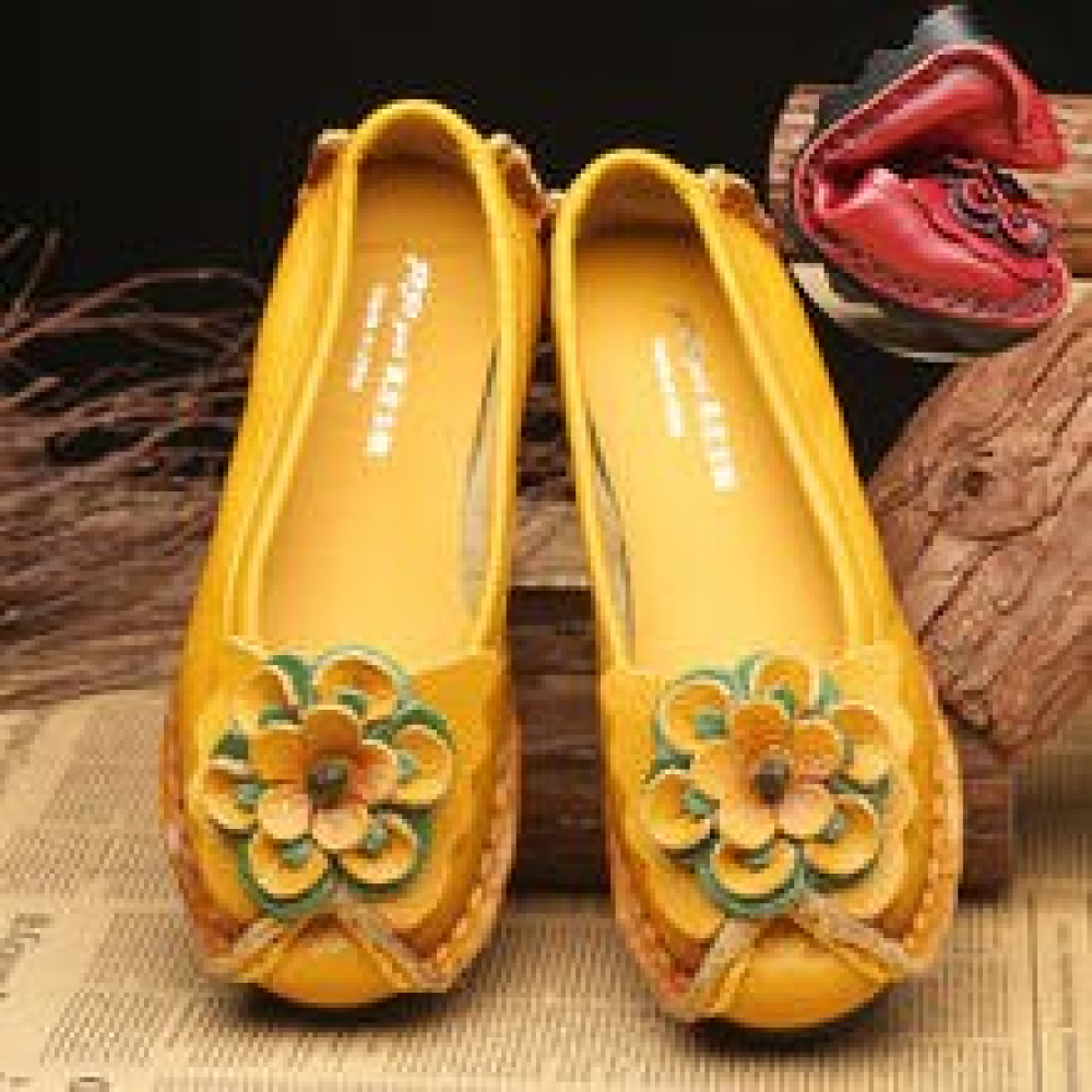 Spring Leather Shoes Women Flats 2021 New Style Flower Genuine Leather Shoes For Female Flats Casual Shoes Woman Loafers