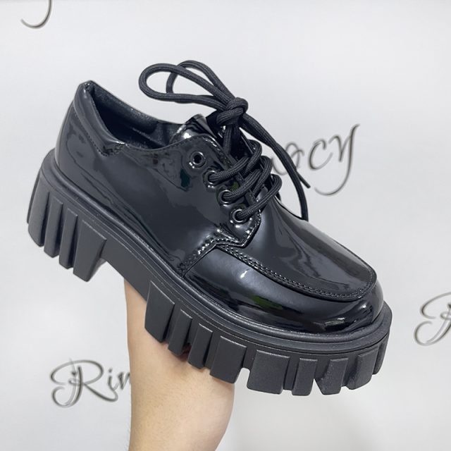 Rimocy Patent Leather Platform Oxford Shoes for Women