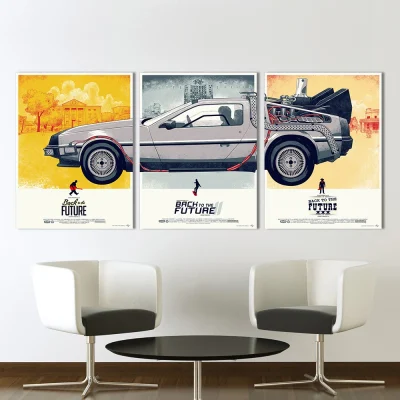 HDARTISAN Wall Canvas Art Movie Poster 3 Pieces Back to the Future Painting Home Decor Wall Pictures For Living Room No Frame