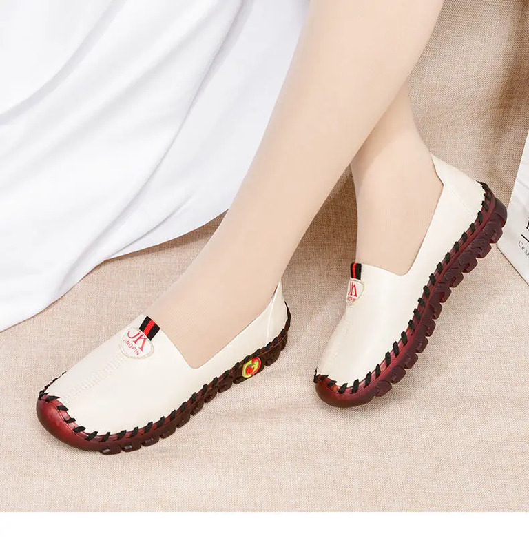 White Cushion Loafers Women's Comfy Autumn Shoes Woman Flats Red Soft Moccasins Women Slip On Driving Shoes Loafer