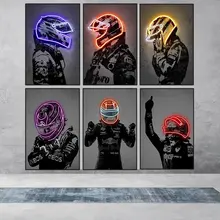 Transform Your Space with Neon Motorcycle Helmet Canvas Art - A Must-Have for Modern Decor!