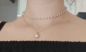 Kpop Pearl Choker Necklace Cute Double Layer Chain Pendant For Women Jewelry Girl Gift