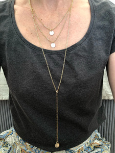 Minimalist Round Disco Coin Chain Necklace Pendant Dainty Sequins Multi Layers Necklaces Women